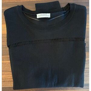 Zara Woman Premium Denim Collection Black Knit Sweater with Mesh Cutout's Size L